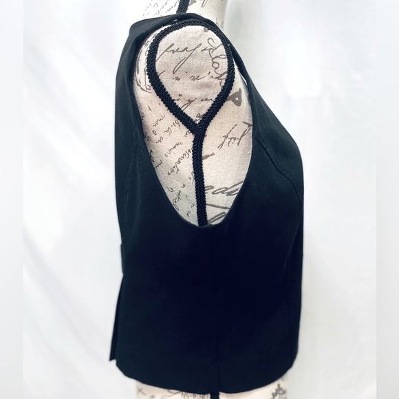 ELLE Tuxedo Black pleats, ruffle, bow, detail back 2 button front Vest Large - Picture 5 of 12